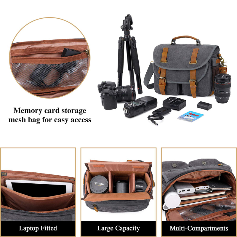 캔버스 소가죽 카메라 가방, 사진 액세서리 및 카메라  - Photography Lighting Weight Bags 리뷰 및 가격